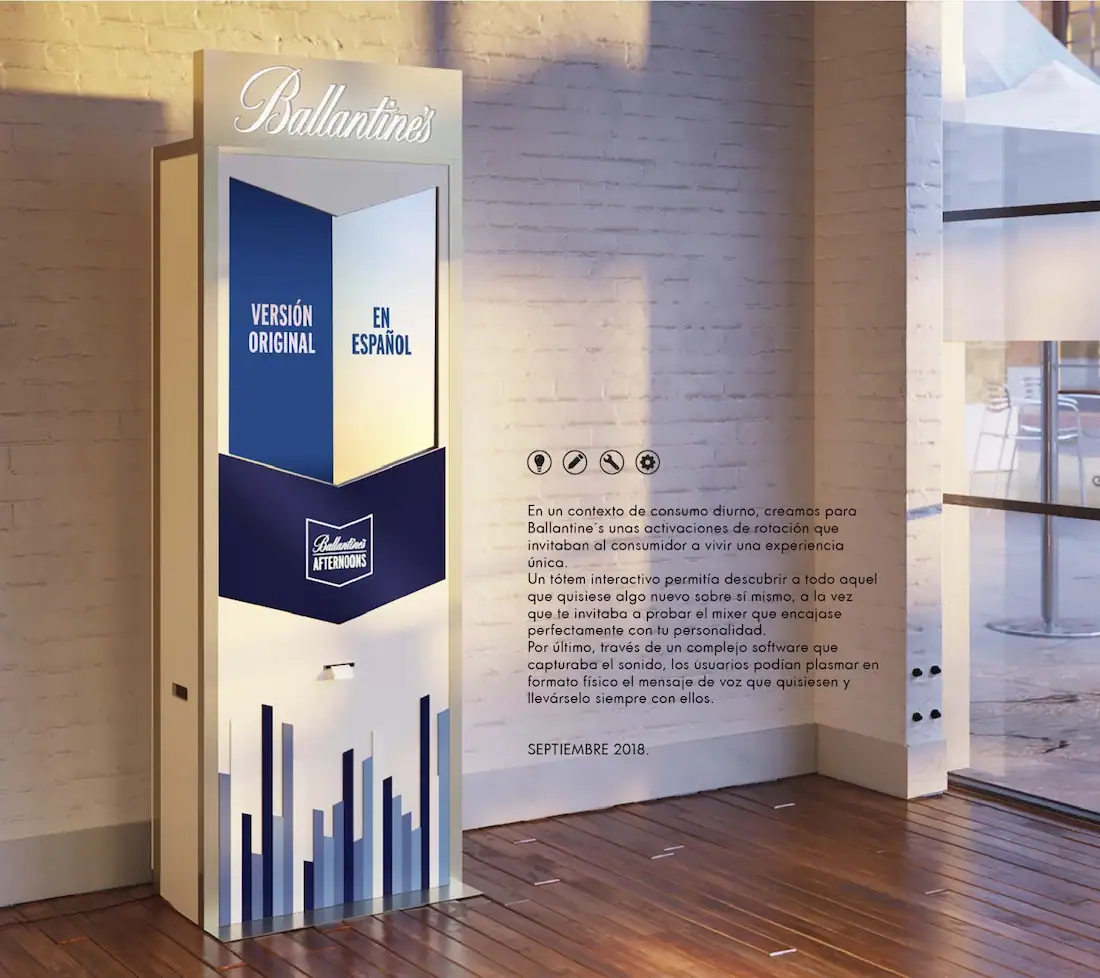 Puesto e información sobre expositor para evento corporativo de Ballantines