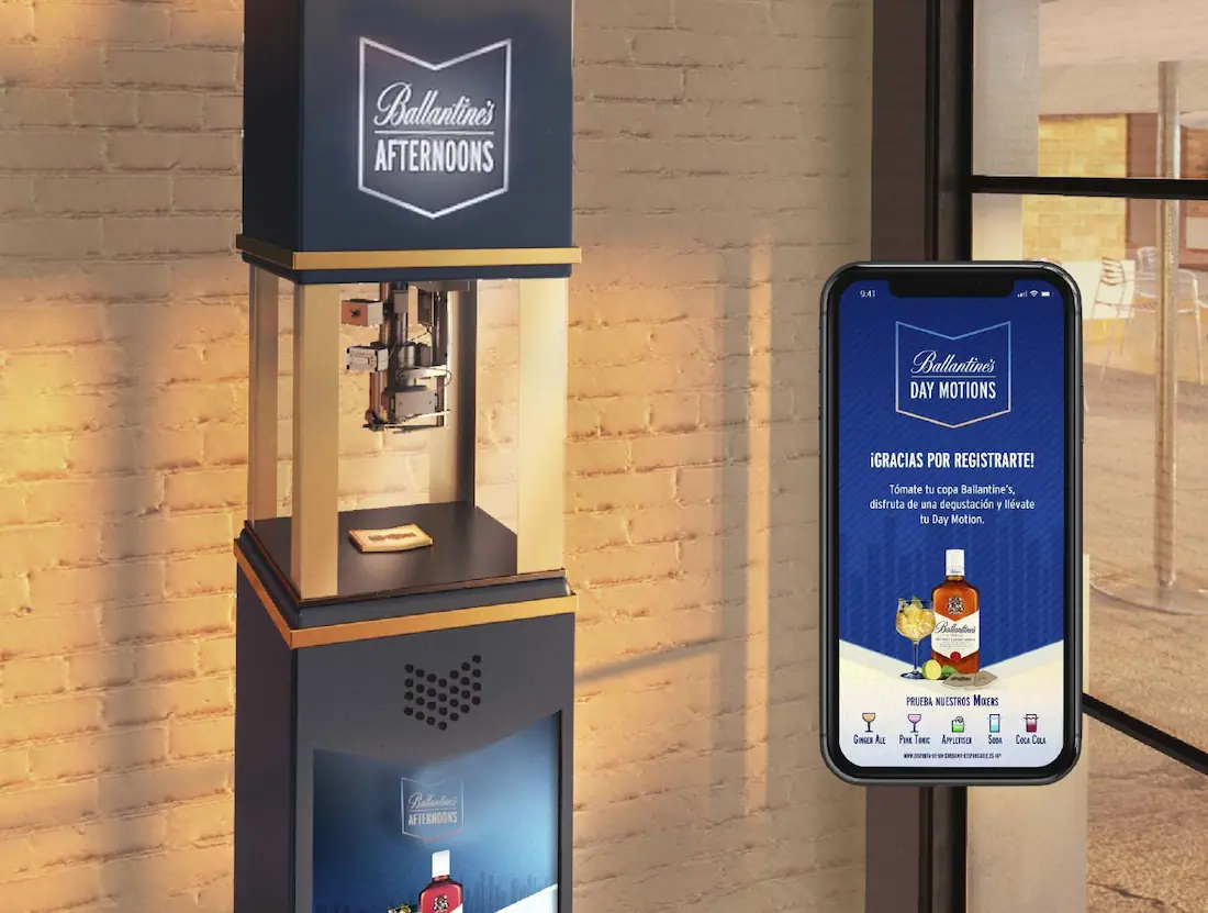 Ballantines afternoons aplicación móvil y grabadora láser preparada para evento corporativo