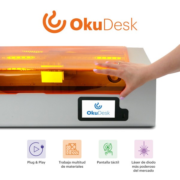Características de OKU Desk grabadora y cortadora láser