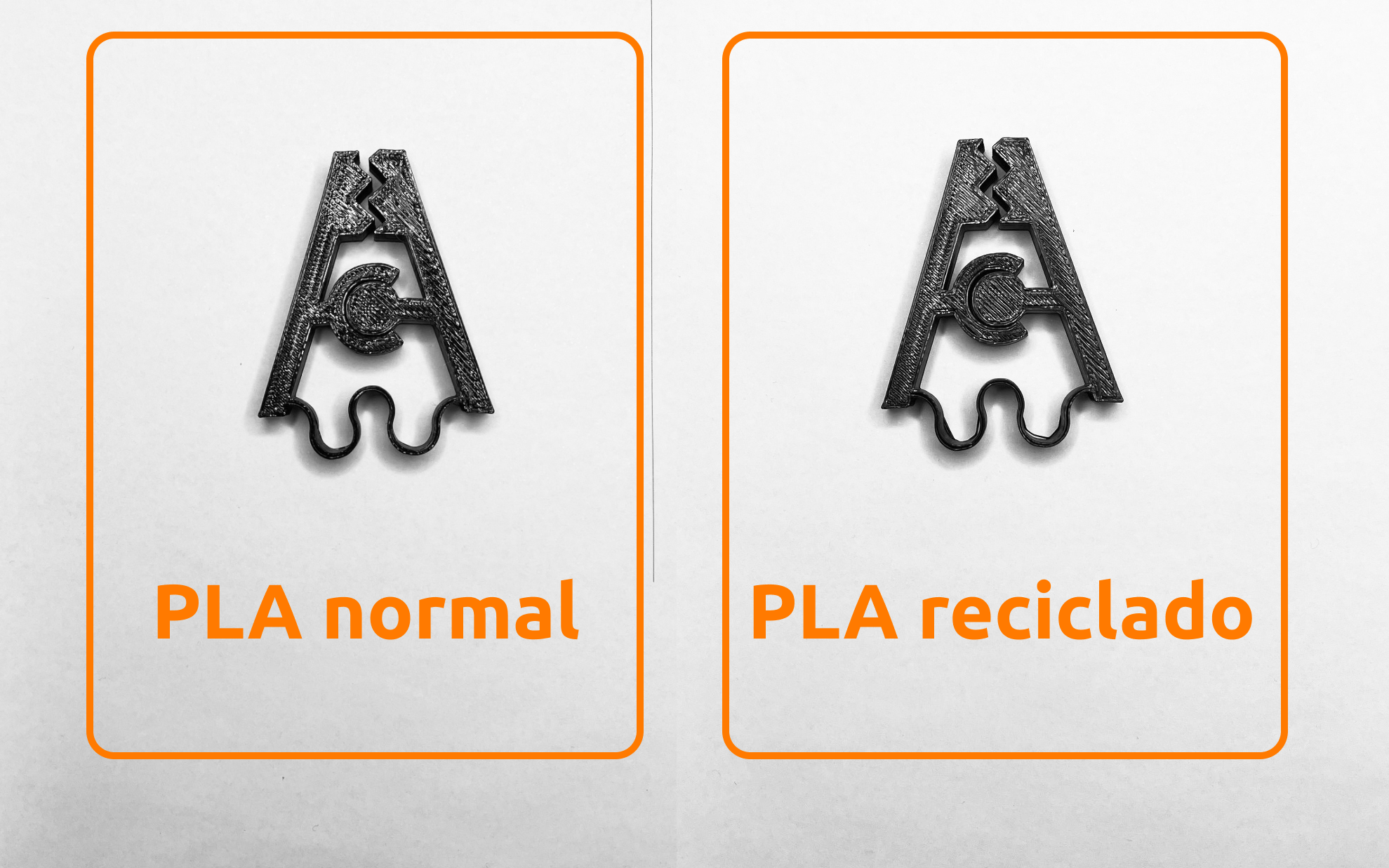 Comparación entre filamento PLA reciclado y normal para pruebas de resistencia a flexión