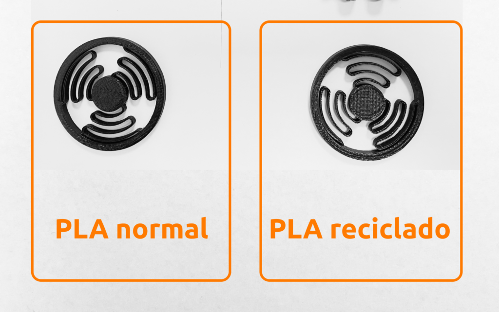 Comparación entre filamento PLA reciclado y normal para pruebas de resistencia a torsión